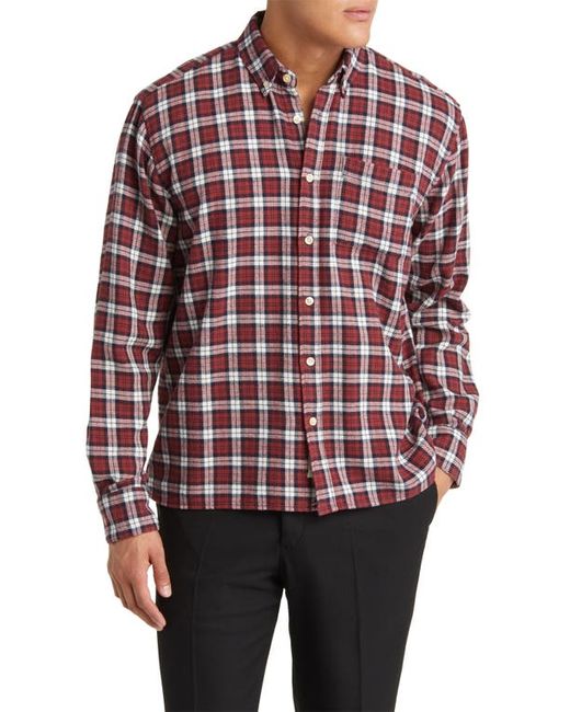 Foret Hornet Plaid Organic Cotton Flannel Button-Down Shirt Small