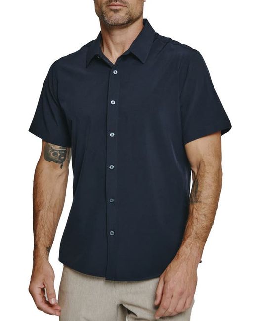 7 Diamonds Siena Solid Short Sleeve Performance Button-Up Shirt Small