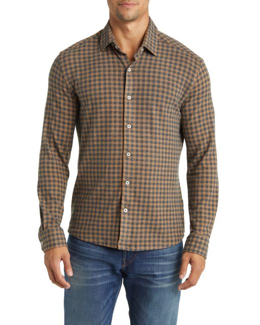 Stone Rose Gingham Check Wrinkle Resistant Tech Fleece Button-Up Shirt Small