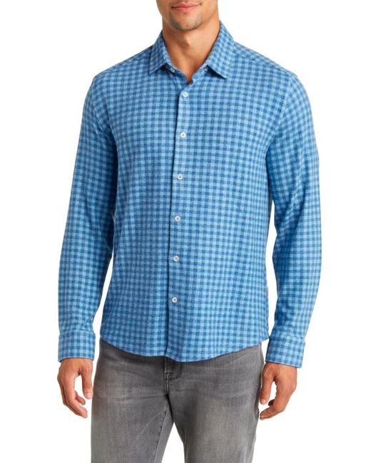Stone Rose Gingham Check Wrinkle Resistant Tech Fleece Button-Up Shirt Small