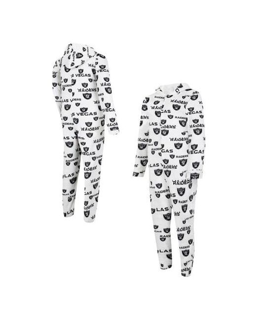 Concepts Sport Las Vegas Raiders Allover Print Docket Union Full-Zip Hooded Pajama Suit Small