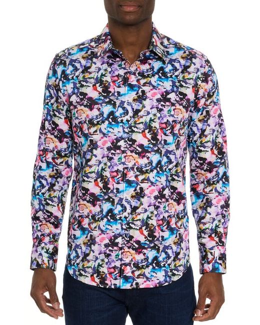 Robert Graham The Atlas Abstract Floral Stretch Button-Up Shirt Small