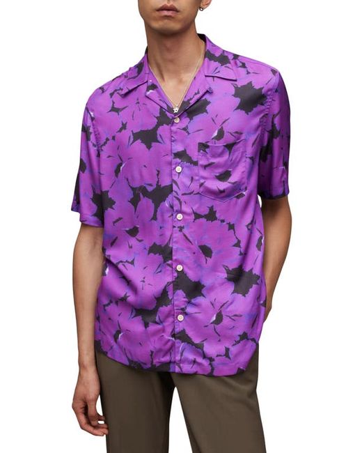 AllSaints Kaza Relaxed Fit Floral Camp Shirt X-Small