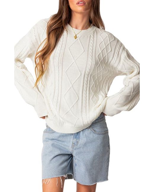 Edikted Jessy Oversize Cotton Cable Stitch Sweater