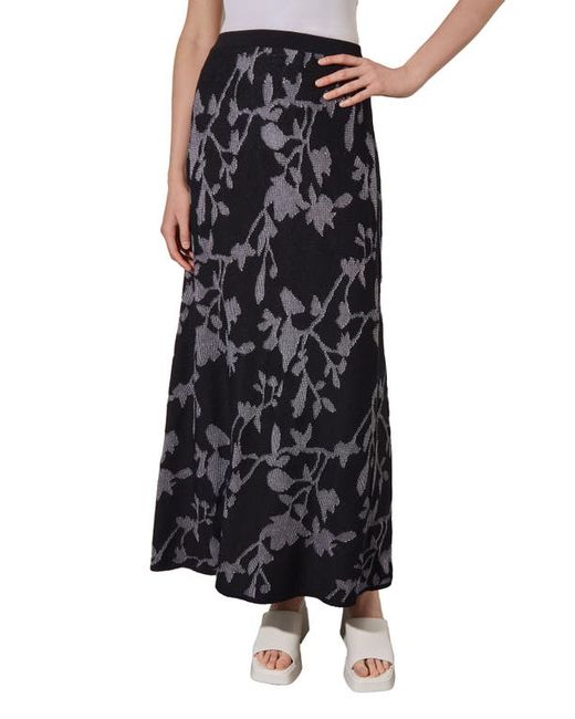 Ming Wang Floral Jacquard Maxi Skirt Black X-Small