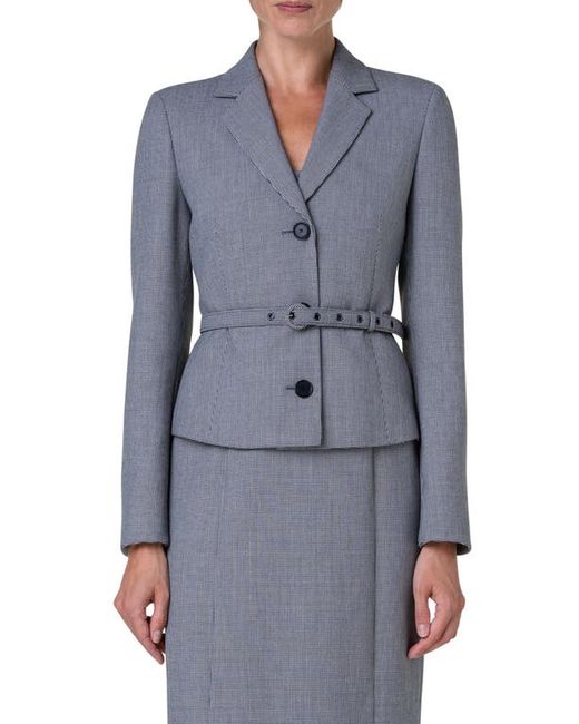 Akris Punto Micro Houndstooth Pebble Crepe Belted Jacket