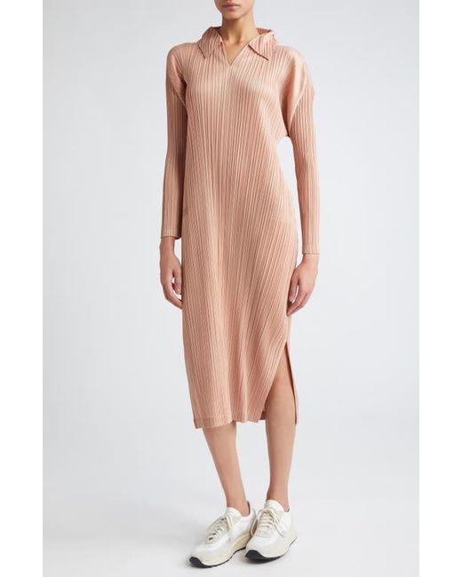 Pleats Please By Issey Miyake Monthly Colors October Long Sleeve Pleated Midi Dress