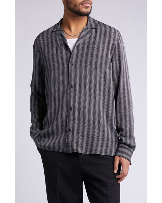 Open Edit Ombré Stripe Button-Up Shirt Small