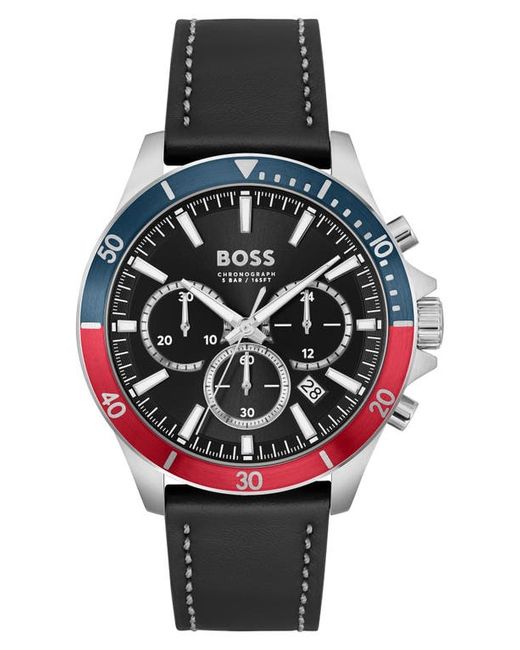 Boss Troper Chronograph Leather Strap Watch