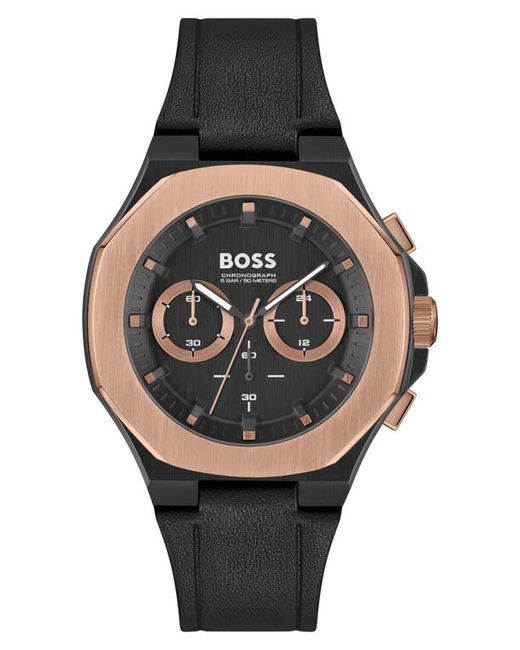 Boss Taper Chronograph Leather Strap Watch