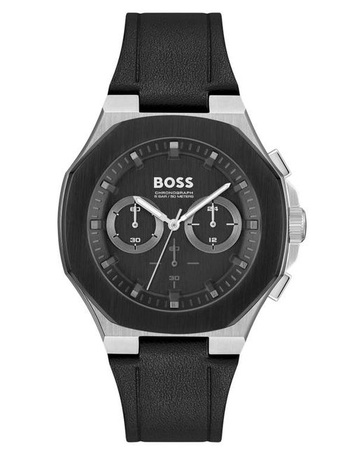 Boss Taper Chronograph Leather Strap Watch