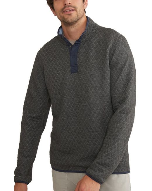 Marine Layer Corbet Quilt Jacquard Reversible Pullover Light Charcoal Small