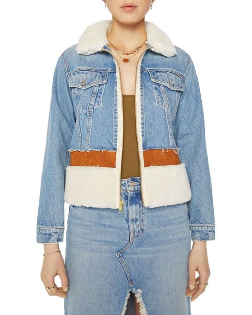 Mother The Cut and Paste Patchwork Faux Shearling Denim Jacket X-Small