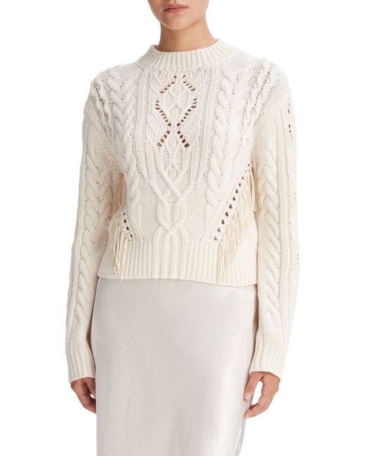 Vince Cable Fringe Accent Wool Cashmere Sweater Xx-Small