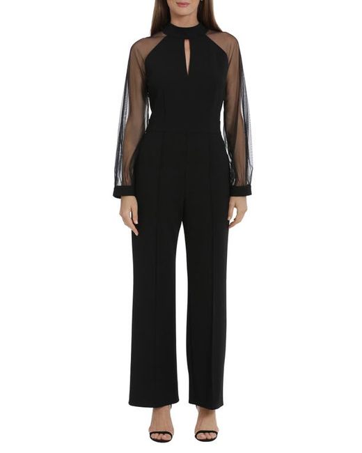 Maggy London Mixed Media Long Sleeve Jumpsuit