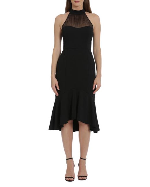 Maggy London Illusion Mesh Detail High-Low Cocktail Dress