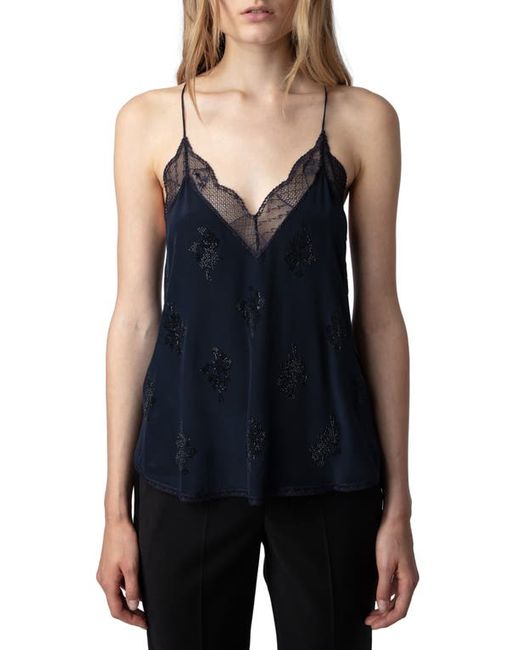 Zadig & Voltaire Christy Lace Embellished Racerback Silk Camisole X-Small