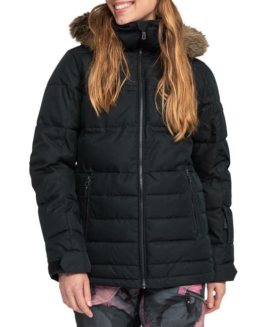 Roxy Quinn Durable Water Repellent Snow Jacket with Faux Fur Hood