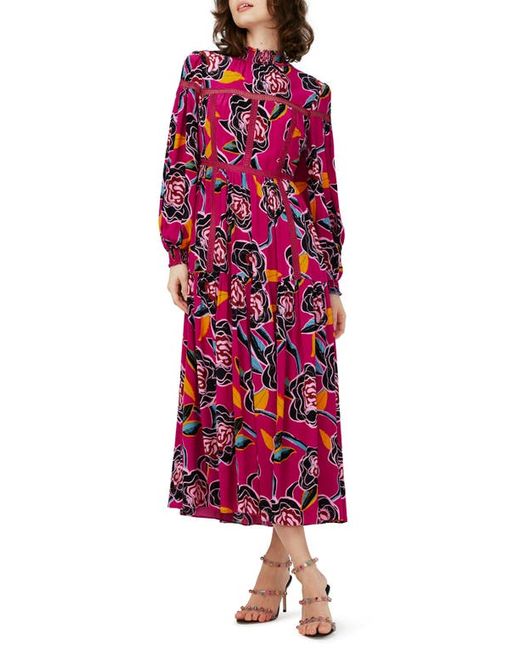 Dvf Cherie Floral Long Sleeve Midi Dress X-Small