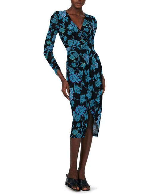 Dvf Nevine Floral Long Sleeve Faux Wrap Dress X-Small