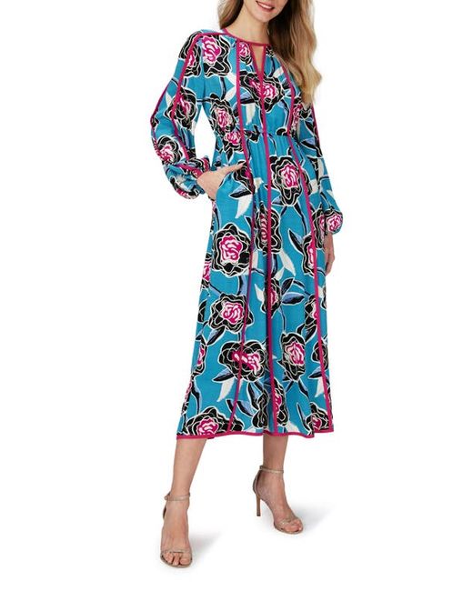 Dvf Scott Floral Long Sleeve Midi Dress X-Small