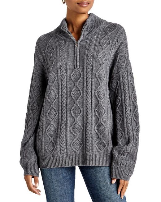 Splendid Dakota Oversize Cable Stitch Quarter Zip Sweater X-Small Regular