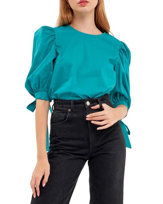 English Factory Bow Banded Puff Sleeve Blouse X-Small