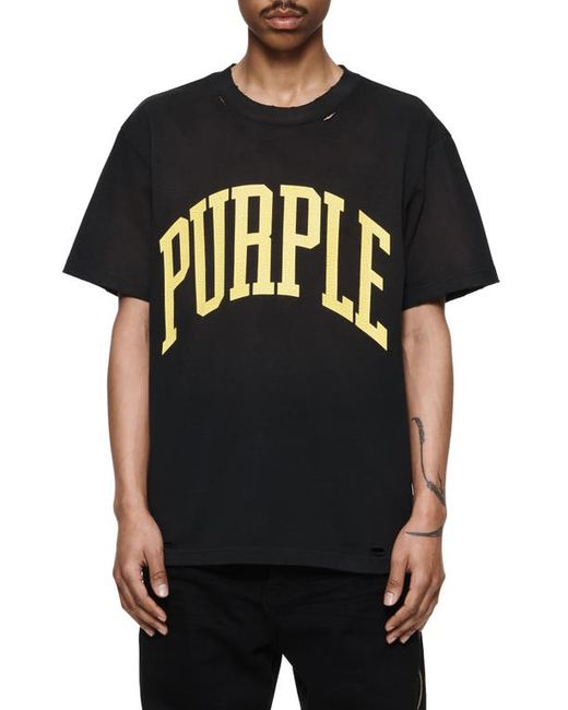 Purple Brand Distressed Cotton Jersey Logo Graphic T-Shirt Small