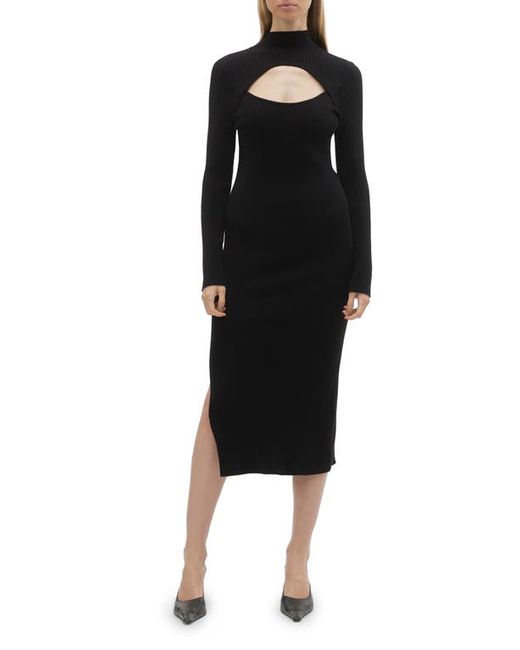 Vero Moda Yasmin Cutout Mock Neck Long Sleeve Midi Sweater Dress X-Small