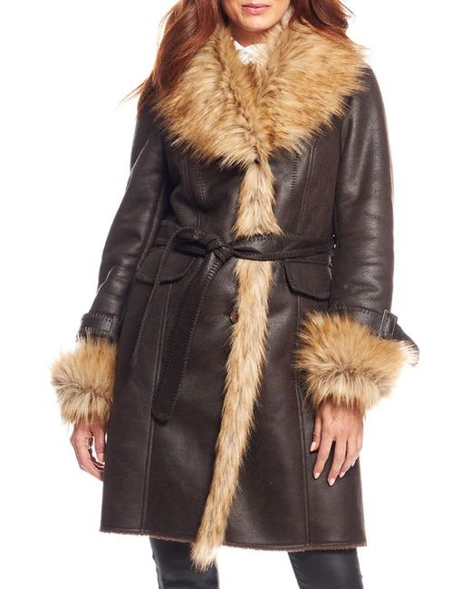 Donna Salyers Fabulous Furs Dakota Belted Faux Suede Coat with Fur Trim X-Small
