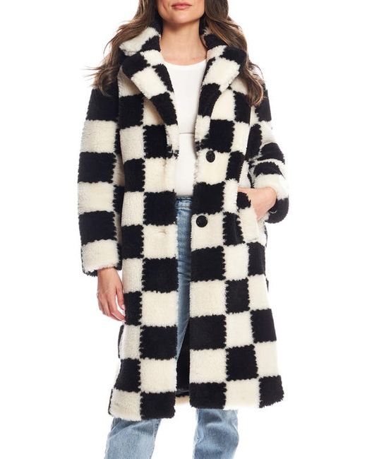 Donna Salyers Fabulous Furs Checkmate High Pile Fleece Longline Coat X-Small