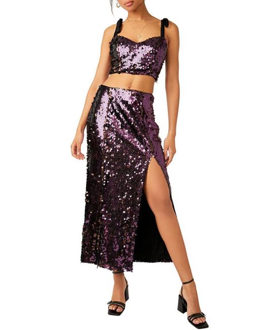 Free People Star Bright Sequin Two-Piece Crop Top Midi Skirt