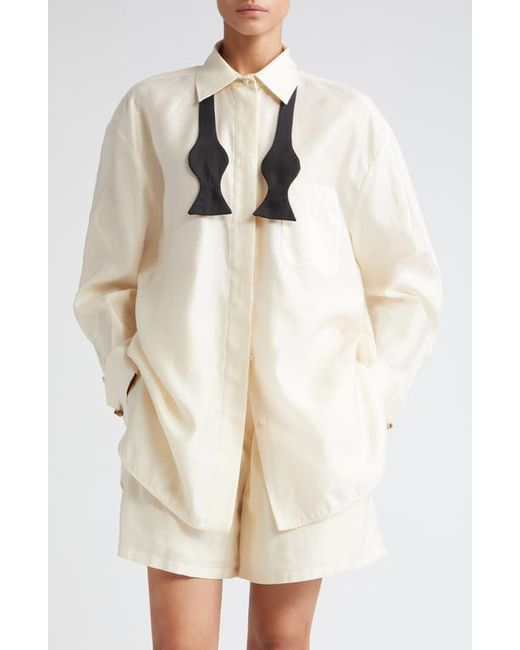 Max Mara Marea Oversize Button-Up Shirt with Bow Tie