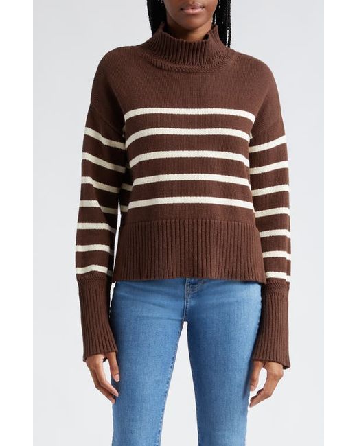Veronica Beard Lancetti Stripe Cotton Mock Neck Sweater Large