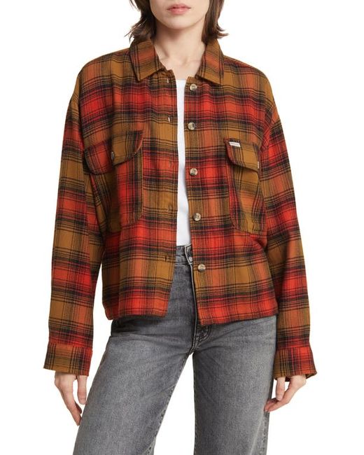 Brixton Bowery Plaid Cotton Flannel Button-Up Shirt Washed Copper/Barn