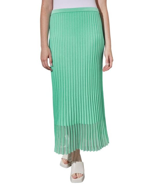 Ming Wang Textured Stripe Sheer Hem Midi Skirt X-Small