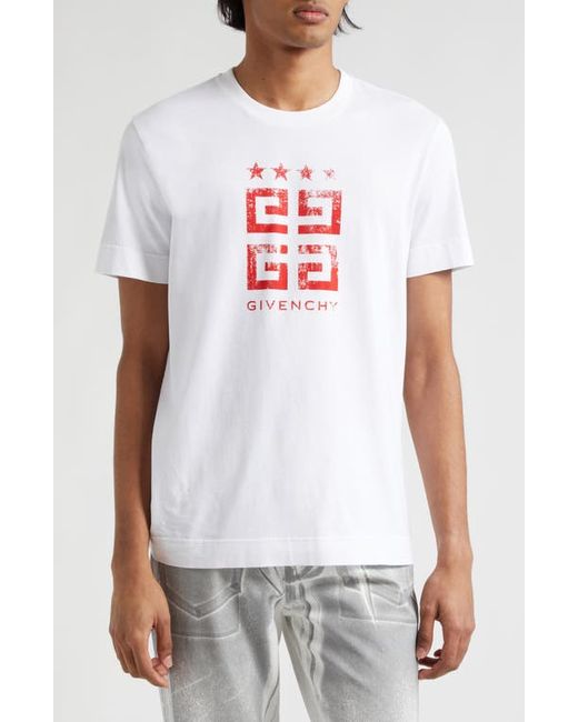 Givenchy Slim Fit 4G Logo Cotton Graphic T-Shirt White