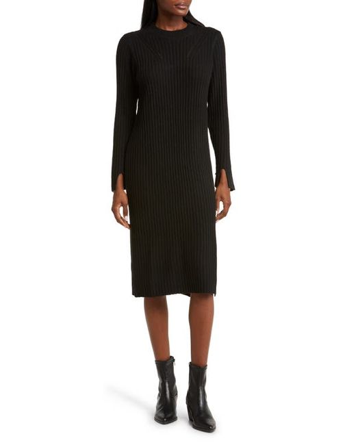 All In Favor Long Sleeve Mock Neck Rib Sweater Dress X-Small