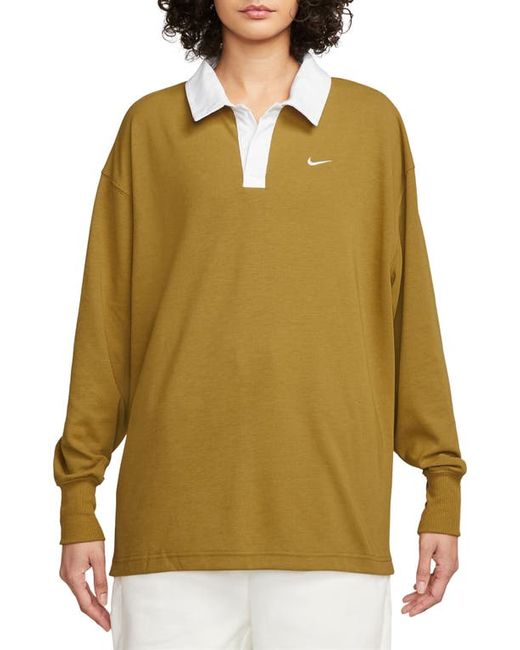 Nike Sportswear Essentials Oversize Long Sleeve Polo Bronzine