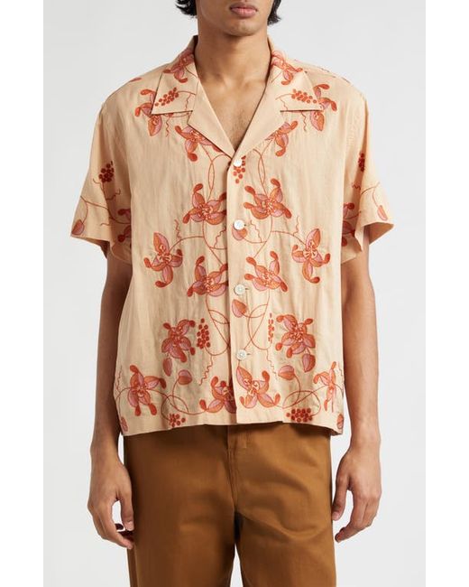 Bode Bougainvillea Embroidered Camp Shirt Small