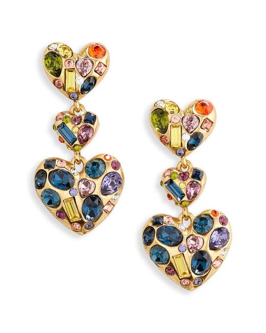 Oscar de la Renta Crystal Heart Drop Earrings