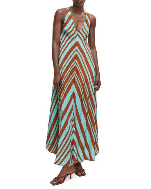 Mango Chevron Print Satin Maxi Dress