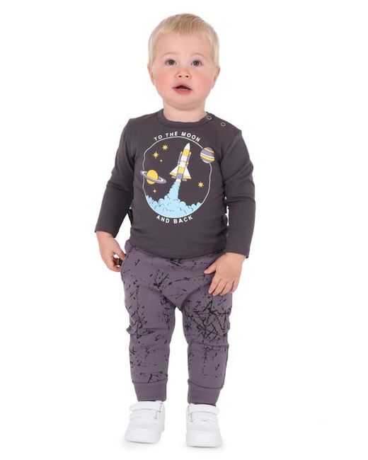 Tiny Tribe To the Moon Back Long Sleeve Cotton Graphic T-Shirt Joggers Set 3-6M
