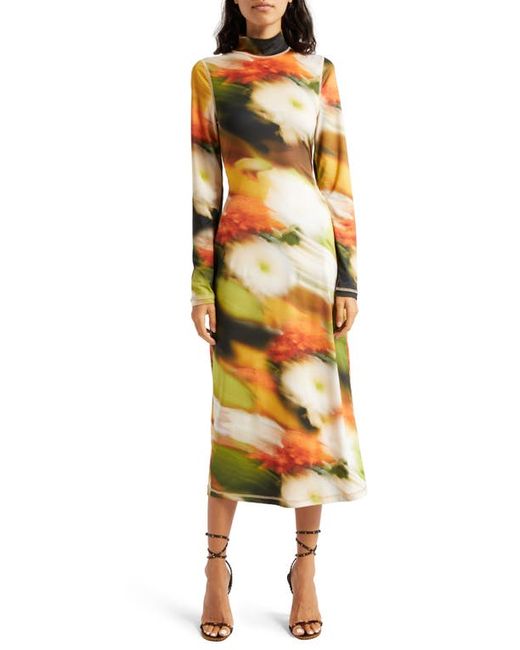 Stine Goya Jessie Abstract Long Sleeve Knit Midi Dress