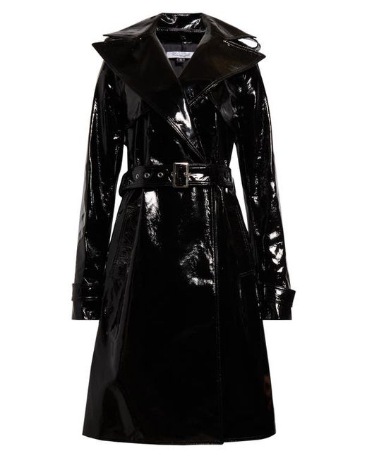Laquan Smith Crinkle Patent Leather Trench Coat