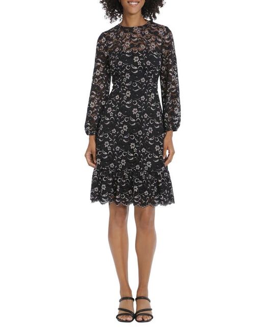 Maggy London Floral Lace Long Sleeve Fit Flare Dress