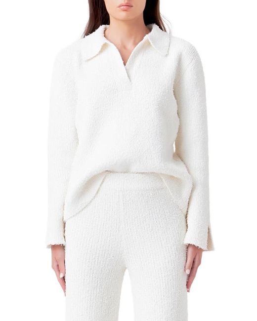 Endless Rose Textured Fuzzy Collared Sweater X-Small