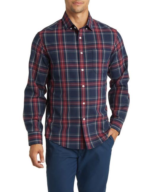 Mizzen+Main City Trim Fit Plaid Stretch Flannel Button-Down Shirt Medium