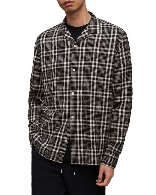 AllSaints Corvus Relaxed Fit Check Button-Up Shirt Small
