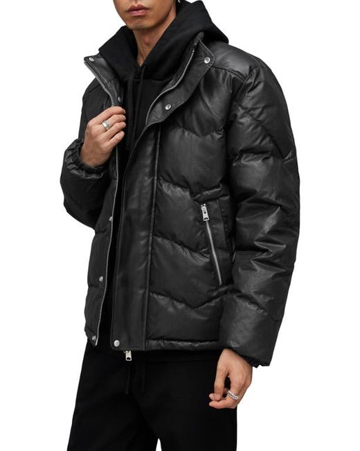 AllSaints Altair Waxed Puffer Jacket with Stowaway Hood X-Small